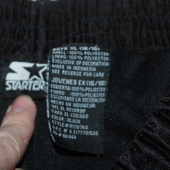 Vintage Starter Boys Black Striped Ankle Snap Basketball Pants Size XL (16-18) - Picture 10 of 11